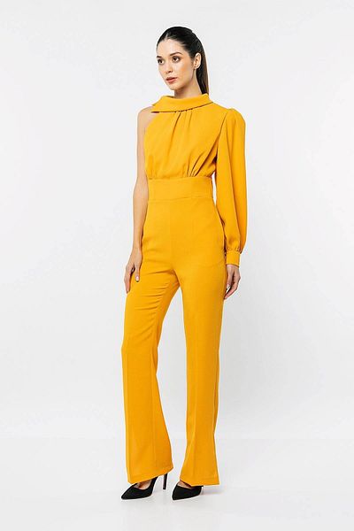 INVIDIA Single Sleeve Open Balloon Sleeve Collar Detailed Jumpsuit