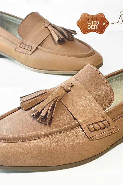 BRITY Жіночі лофери з натуральної шкіри - з китицями