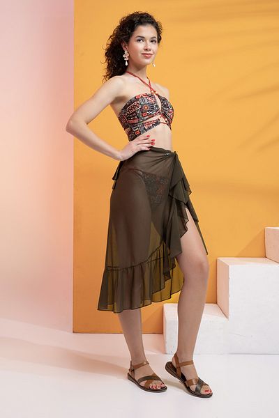 XCLSV Transparent Knitted Pareo - Frilly from Chiffon