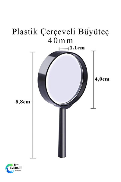 everart Büyüteç 40 mm 1 Adet 5x Plastik Sap Çerçeveli Büyüteç Merçek Okul Bür...