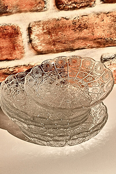 ELEGANCEV 13 سم - 6 قطع من أطباق حلوى الكيك الزجاجية ووعاء الإفطار