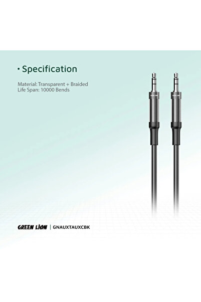 Green Lion كابل مضفر من Aux إلى Aux بطول 1 متر - أسود