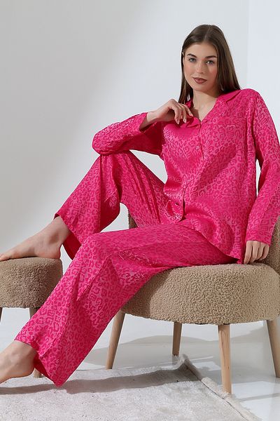 LİKAPA Likapashop Viscose Jacquard Long Sleeve Pyjamas Set