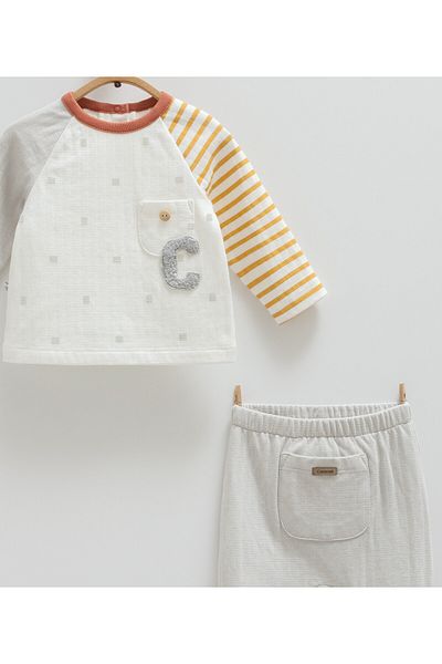 Caramell Baby 100% Cotton Set for Season 2025 - 1-3, 3-6, 6-9, 9-12 Months with Booties and Pocket Detail