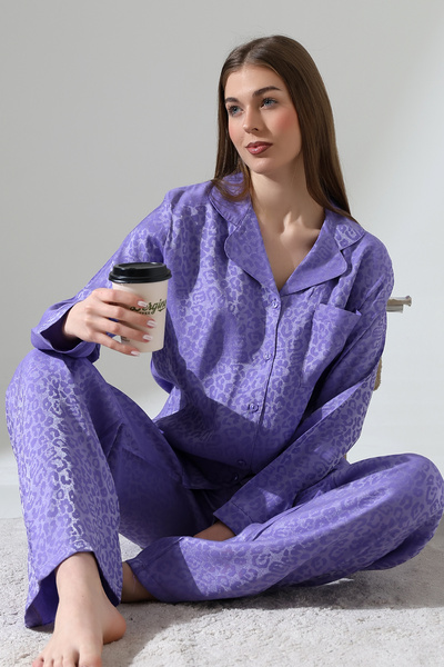 LİKAPA LİKAPASHOP VİSKON JAKARLI UZUN KOL PİJAMA TAKIMI