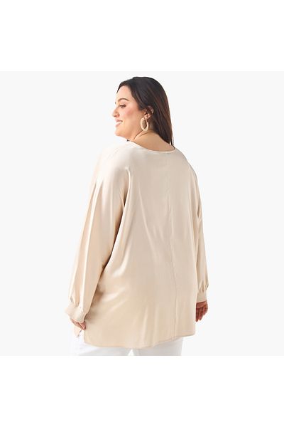 Ulla Popken 34 SLEEVE SATIN V NECK BLOUSE