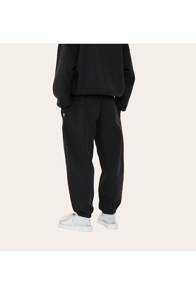 THE WHITE Men's Large Size Rubber Leg Black Raised Sweatpants
