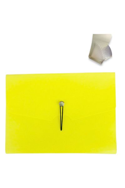 Glanart Pastel Yellow, A4 Size 13 Compartments - Elastic Binder with Balusters and Bookmarks