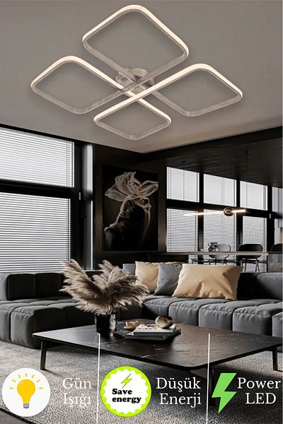 neeko Novem Gray Plafonier Chandelier – Minimalist Ultra Daylight Led Lighting