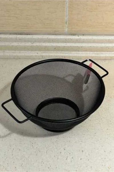 sweenhome Black Double Handle Stainless Steel Strainer 20 cm