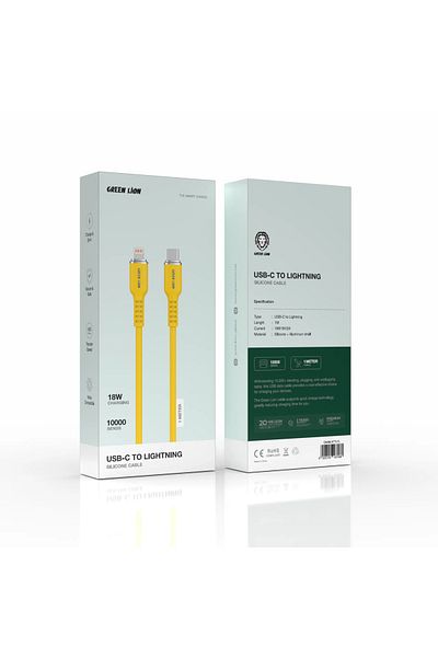 Green Lion كابل USB-C إلى Lightning من السيليكون - أصفر