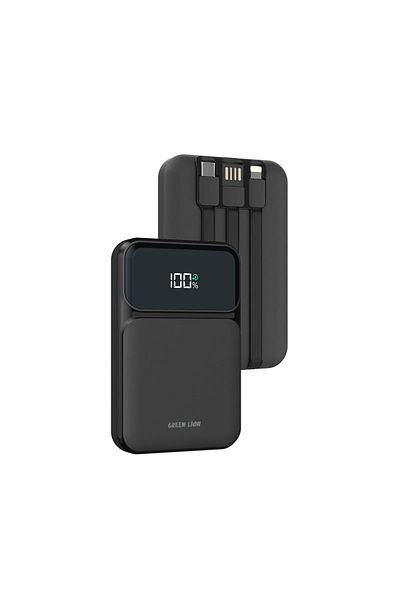 Green Lion 3 In 1 Integrated 10000Mah Power Bank With 15W Wireless Fast Charger - Bla