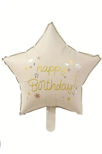 BeySüS Happy Birthday Cream Star Foil Balloon 18 Inch