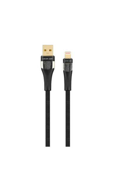 Green Lion كابل شفاف USB-A إلى Lightning 12 وات 1 متر - أسود