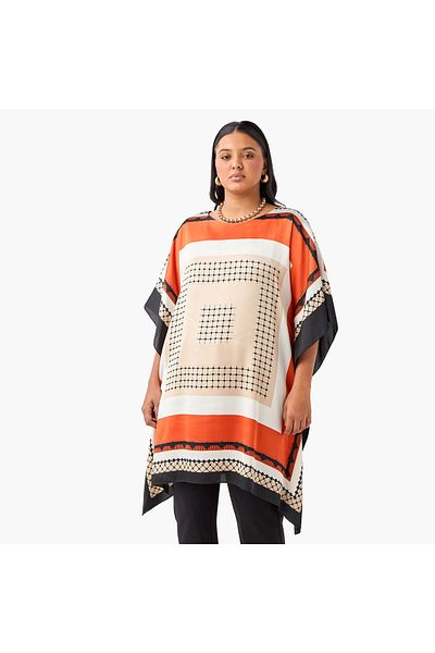 Ulla Popken SCARF PRINT KATFAN TOP