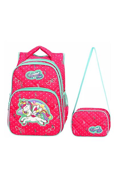 Linea Waddell 3 Compartment Unicorn Patterned Pink Primary School and Lunch Box - 24005