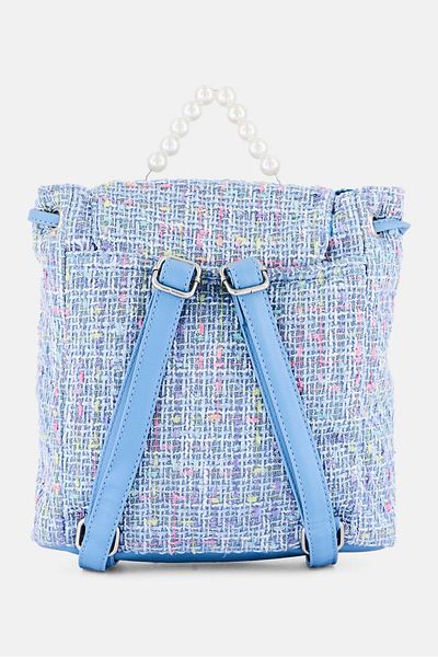 OMG Accessories Kids Girl Butterfly Tweed Mini Backpack 25 H x 22 L x 8 W cm, Light Blue Combo