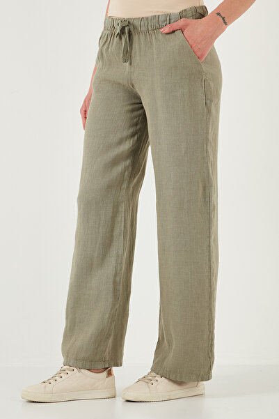 Lela Relaxed Fit Regular Waist Wide Leg Double Pockets Linen Pants Pants 668Yp4991