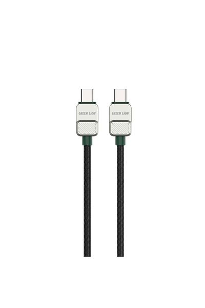 Green Lion Usb C To Usb C Electroplated Braided Cable 1M 60W - Black+Green