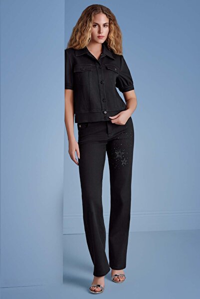 Guitar Kısa Kollu Siyah Jean Ceket