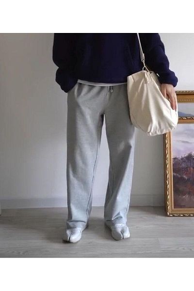 THE WHITE Men's Gray Baggy Cut Straight Leg Raised Sweatpants