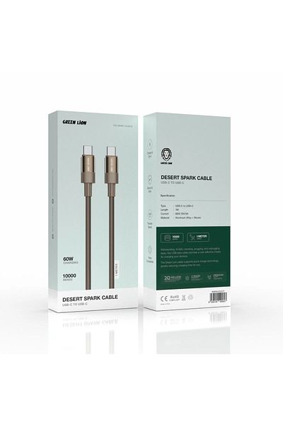Green Lion Desert Spark Cable Usb-C To Usb-C 1M 60W- Desert Titanium