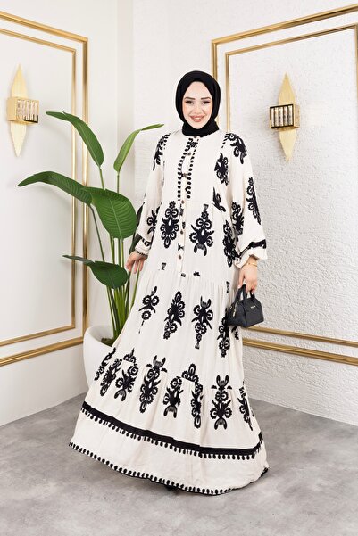 HİRA LİFE FASHİON Γυναικείο φόρεμα με κουμπιά στο μπροστινό μέρος, λεπτομερής...