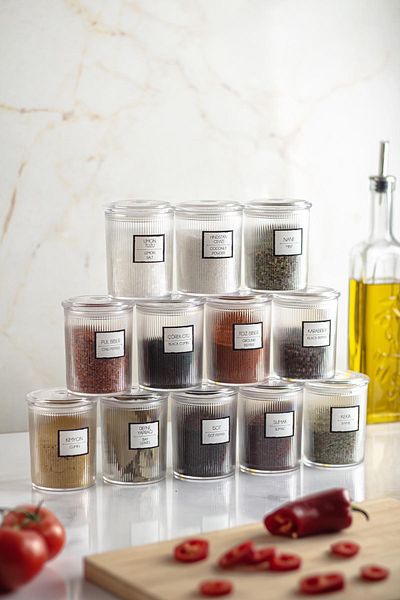 Depa 12-Piece Baroque Round Spice Jar Set & Storage Container & Food Container (12*250 ml)
