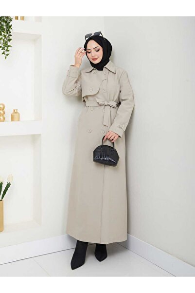 ELBİSHE Tam Boy Sırt Detaylı Trenç Kot