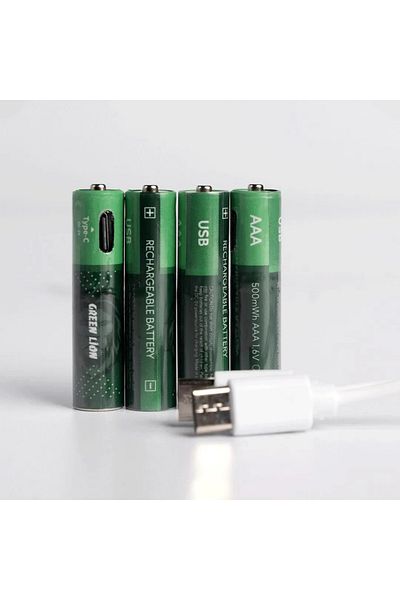 Green Lion Rechargeable Battery Aaa ( 4Pcs/Pack ) 500Mwh / 1.6V - Green