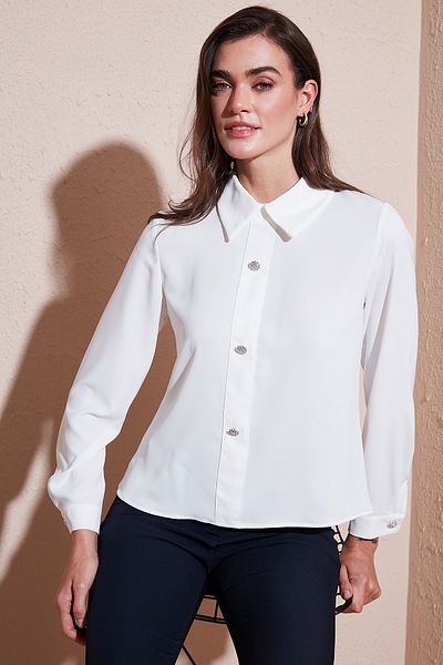 Lela Stoned Regular Fit Πουκάμισο γιακά Μπλούζα με φερμουάρ ΜΠΛΟΥΖΑ 611BZ0493