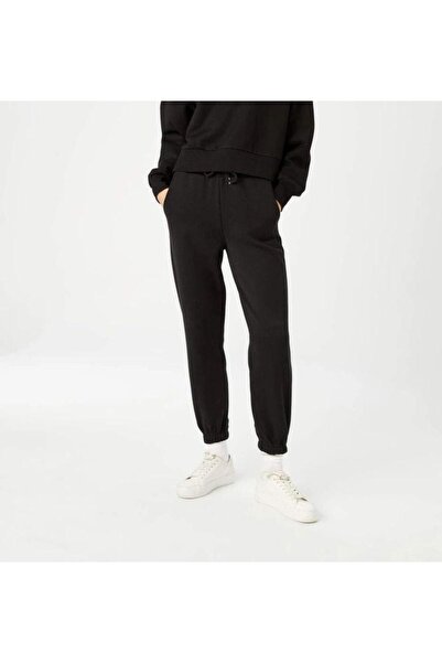 THE WHITE Γυναικείο μεγάλο μέγεθος επένδυση fleece Μαύρο λαστιχένιο παντελόνι