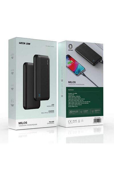 Green Lion Milos 10000Mah Powerbank Pd20W - Black