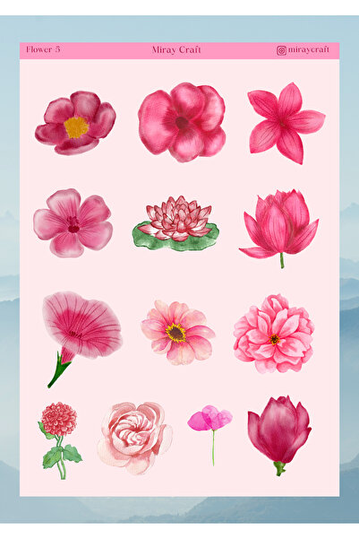 MirayDesign ستايكر بطبعة زهور مقاس 12*17 سم