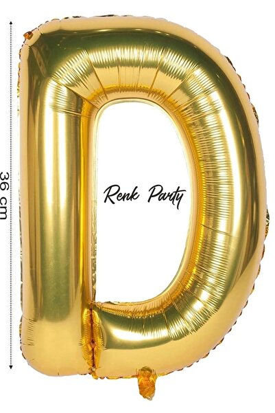 renk party بالون فويل حرف D بالون هيليوم 36 سم لون ذهبي - بالون حرف D - بالون...