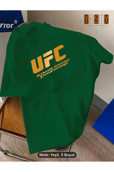 NEW TRENDY COLLECTİON Tricou supradimensionat din bumbac, sezon nou, cu model UFC strălucitor, culoare alb-negru