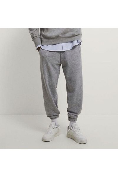 THE WHITE Men's Gray Color Raised Jogger Rubber Leg Sweatpants