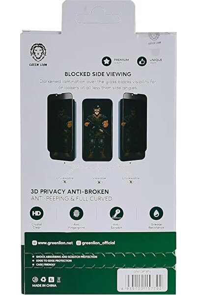 Green Lion 3D Pet Privacy Glass Screen Protector For Iphone 14 Pro Max ( 6.7"...