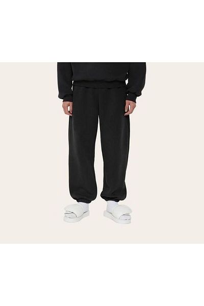 THE WHITE Men's Large Size Rubber Leg Black Raised Sweatpants