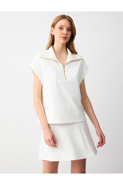 Jimmy Key White Relaxed Cut High Waist Knitted Mini Skirt