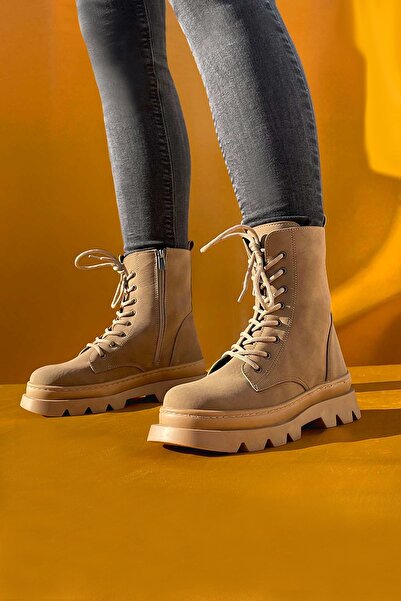 BRITY Thermo Sole Suede Μποτάκια με κορδόνια και φερμουάρ