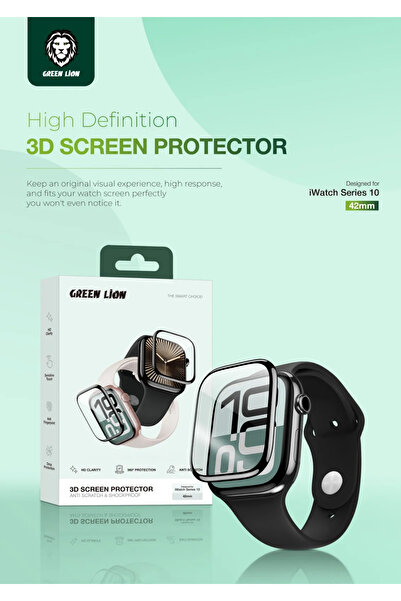 Green Lion واقي شاشة ثلاثي الأبعاد لساعة أبل مقاس 42 مم - شفاف
