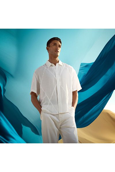 Iconic CUT AND SEW CRINCKLE SHIRT