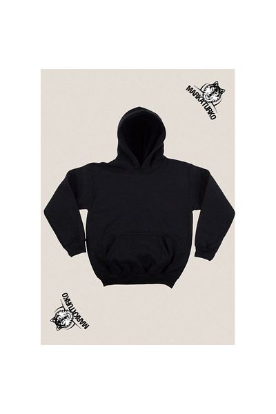 MarkaTurko Street Style Special Design Back Printed Black Hooded Unisex Sweatshirt 5050-57S