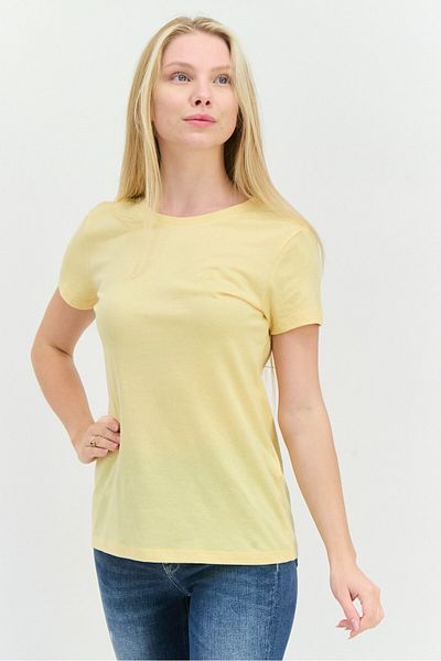 Nautica Women Crew Neck Short Sleeve Solid T-shirt, Yellow