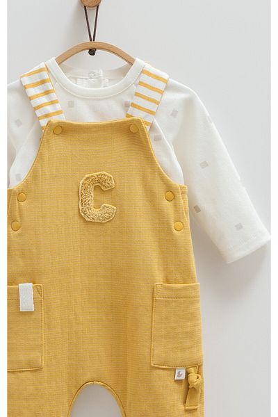 Caramell Season 2025 Baby Salopeet - 100% Cotton, Pocket Detail (Overalls + Bodysuit)