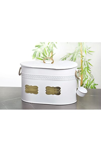 Evistro Metal Deterjan Saklama Kovası 2 Bölmeli Ölçekli Beyaz