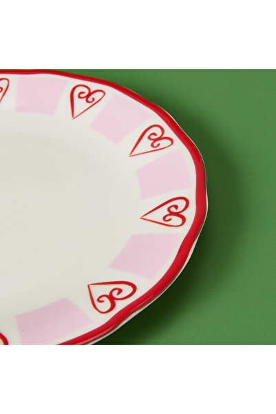 Evidea Kitchen Love Pasta Tabağı - Pembe / Beyaz - 20 cm