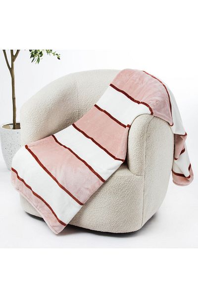 Orange Bed & Bath SUPER SOFT GUARD STRIPE  Blanket 152 × 178 cm