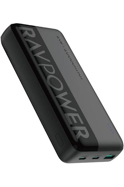RavPower PD 20W 20000mAh 3-Port Power Bank, Fast Charging, Universal Compatibility, Black